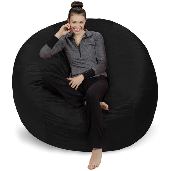 Basics Memory Foam Filled Bean Bag Chair with Microfiber Cover 4 Red